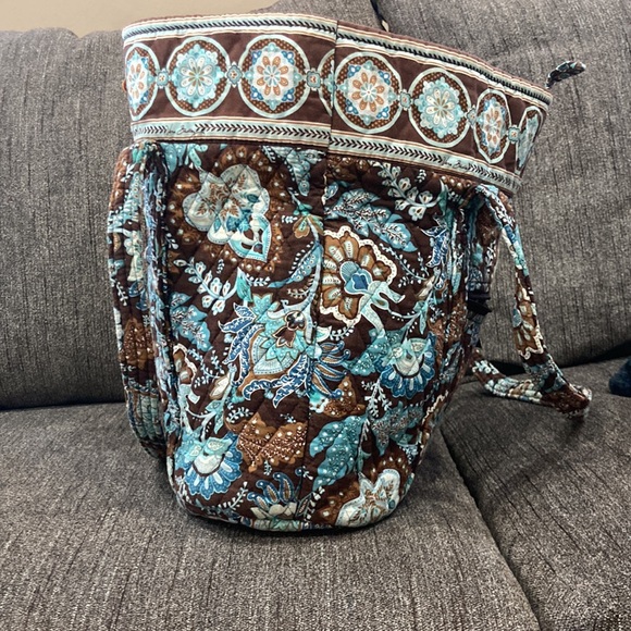 Vera Bradley Handbag/LG Java Blue Floral Quilted Tote Bag - Picture 3 of 8